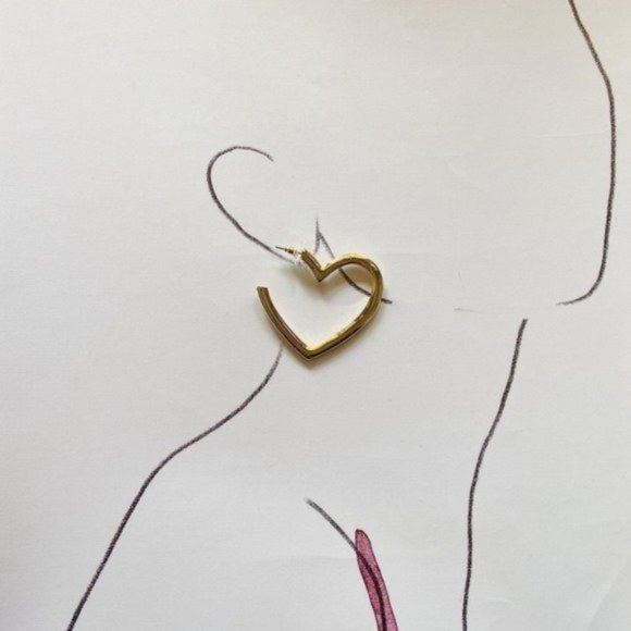 NWOT Anthro BaubleBar Gold Heart Hoop Earrings - Picture 2 of 4